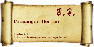 Biswanger Herman névjegykártya